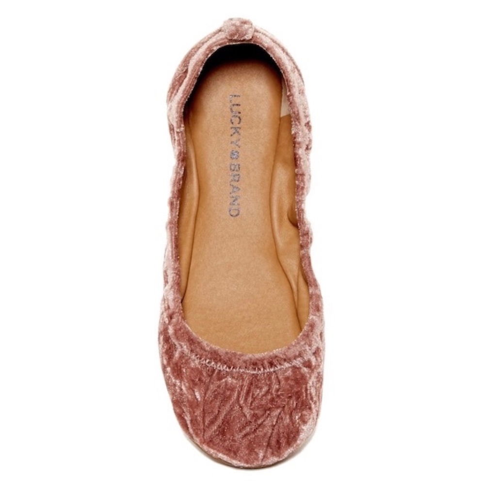 NEW Lucky Brand Crushed Velvet Flats Silver Pink